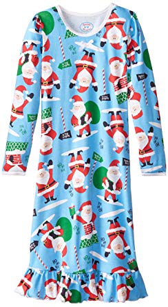 Sara's Prints Blue Santa Nightgown