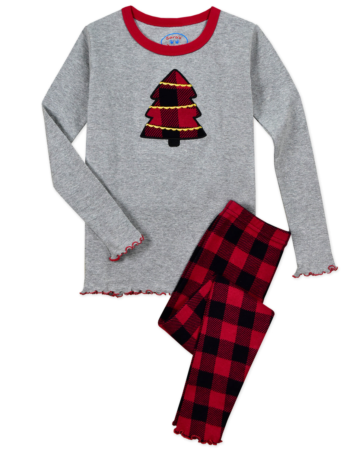 Rustic Plaid Tree Girls Pajamas