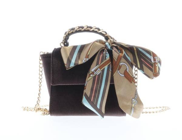 Brown Velvet Purse with Scarf