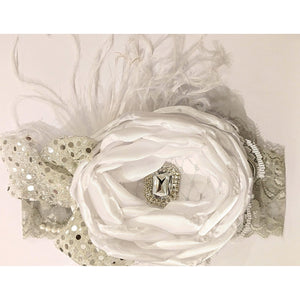 Silver White Flower Headband