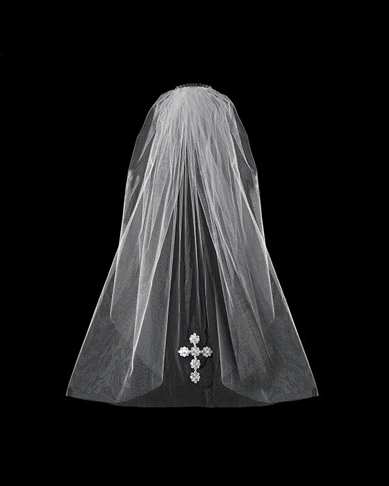White Beaded Cross Veil