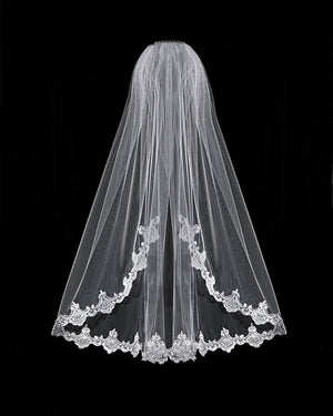 Embroidered Beaded Lace Veil