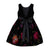 Velvet Holiday Dress with Embroidered Roses