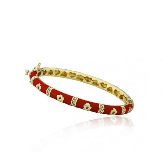 red enamel bracelet bangle kids cubic zirconia