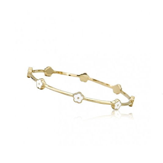 Twin Stars Dainty Flowers Bangle in White bracelet