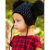 Black double pom pom hat 