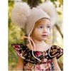 Beige double pom pom hat