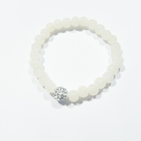 Heart Me Crystal & Ivory Beaded Communion Christening Bracelet