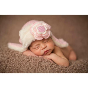 Daisy Baby Knit Aviator Flynn Hat in Pink and Navy