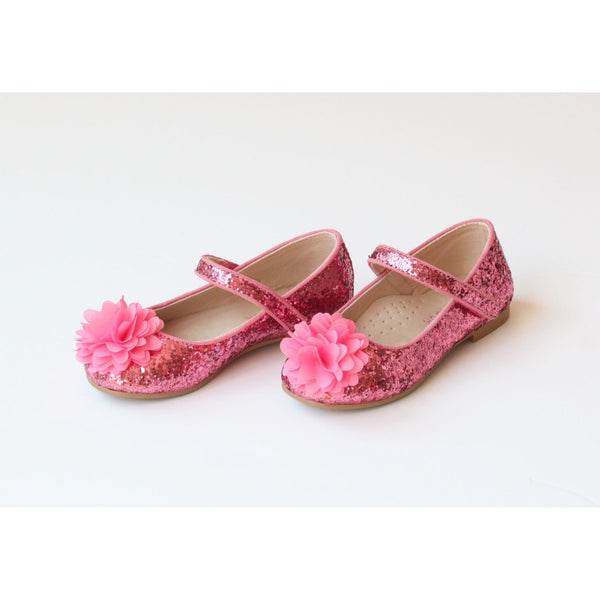 L'Amour Pink Glitter Pom Pom Shoe