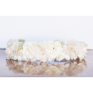 Silk flower crown floral wedding Ivory Halo