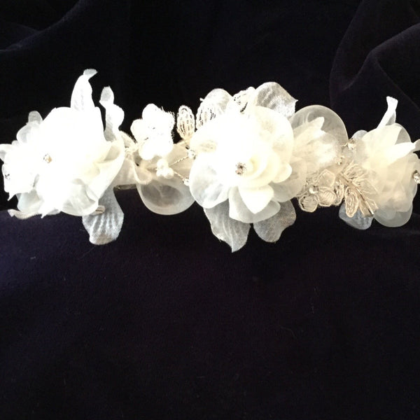 Christie Helene Floral Communion Diamond White Headpiece