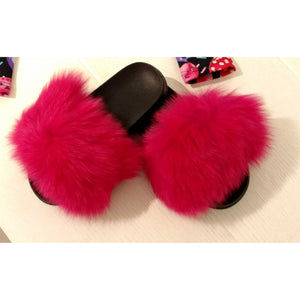 Furry Hot Pink Slides