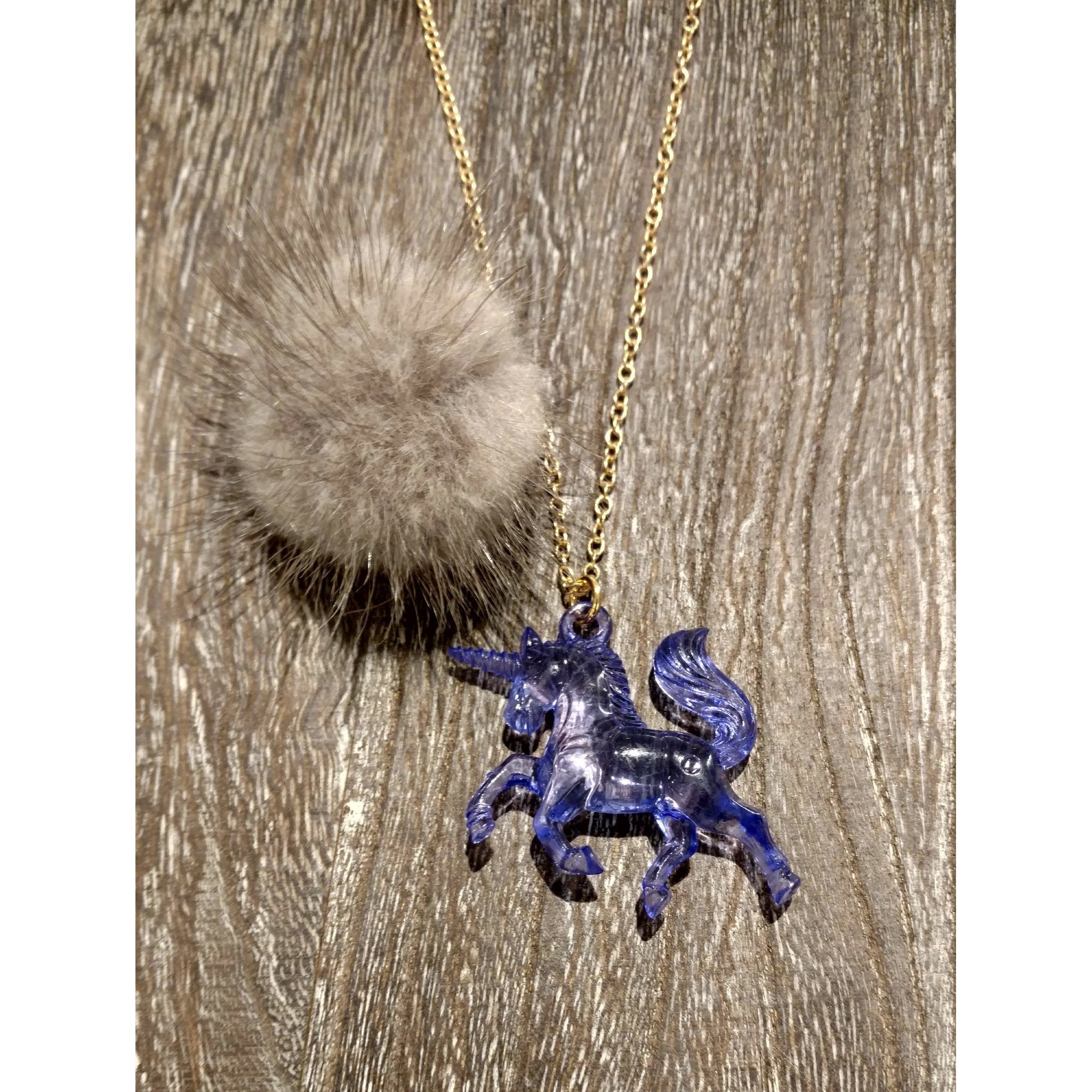 Little Miss Zoe Unicorn Necklace Birthday Girl Pom