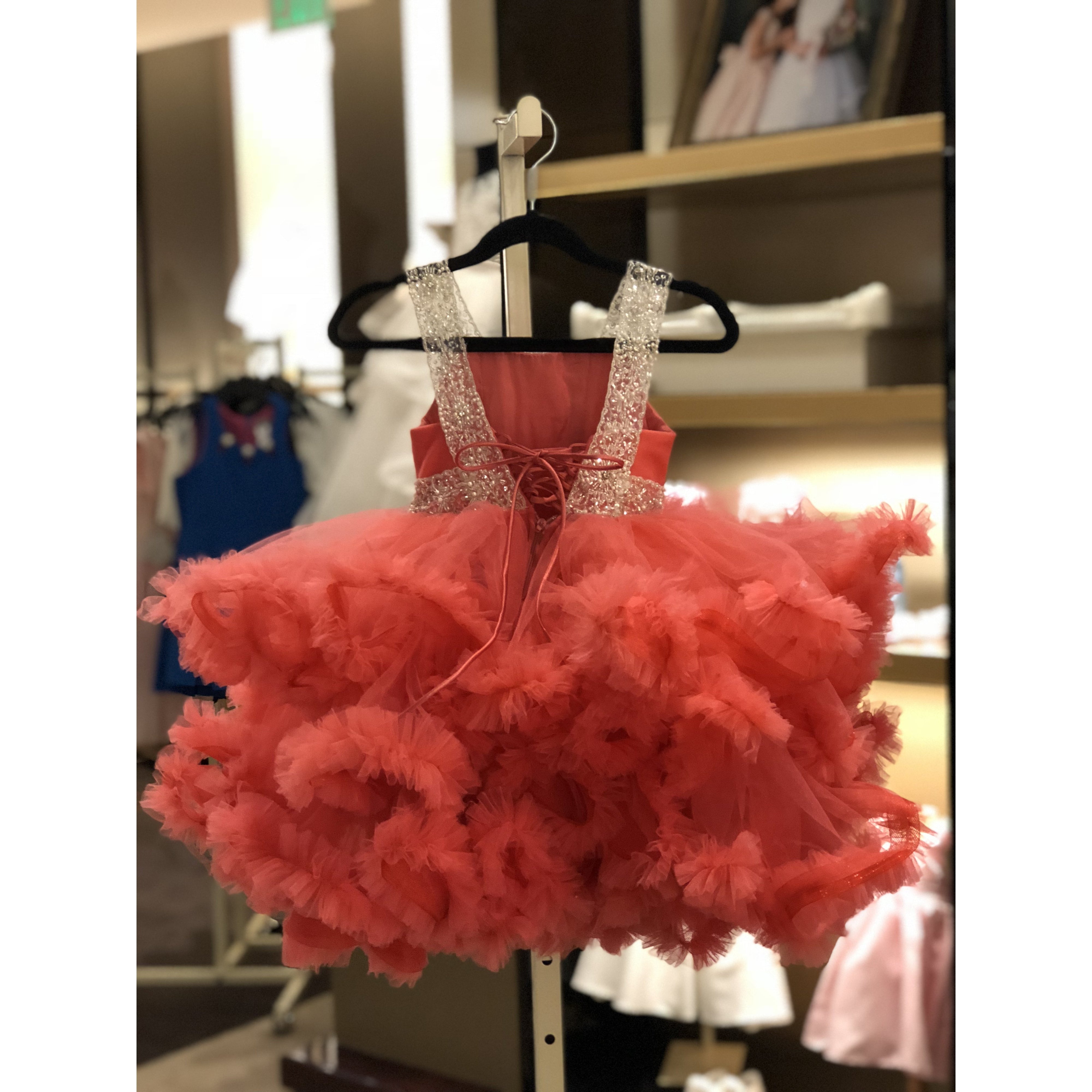 zoey dress ruffle custom flower girl dress coral