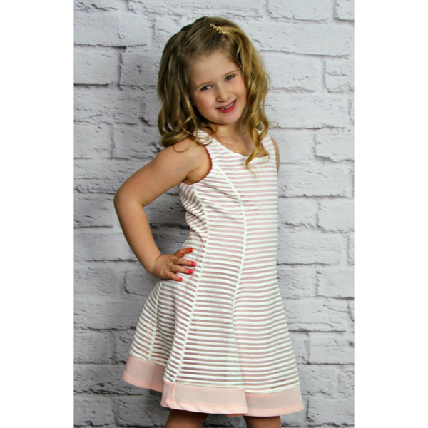 Elisa B Pink Stripe Jersey Dress