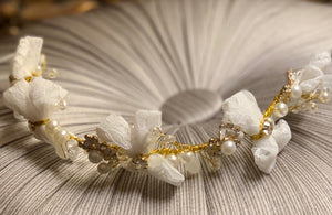 Gold and Ivory Lace Bow Hairband