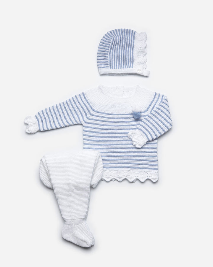 Juliana Knit Blue and White Set