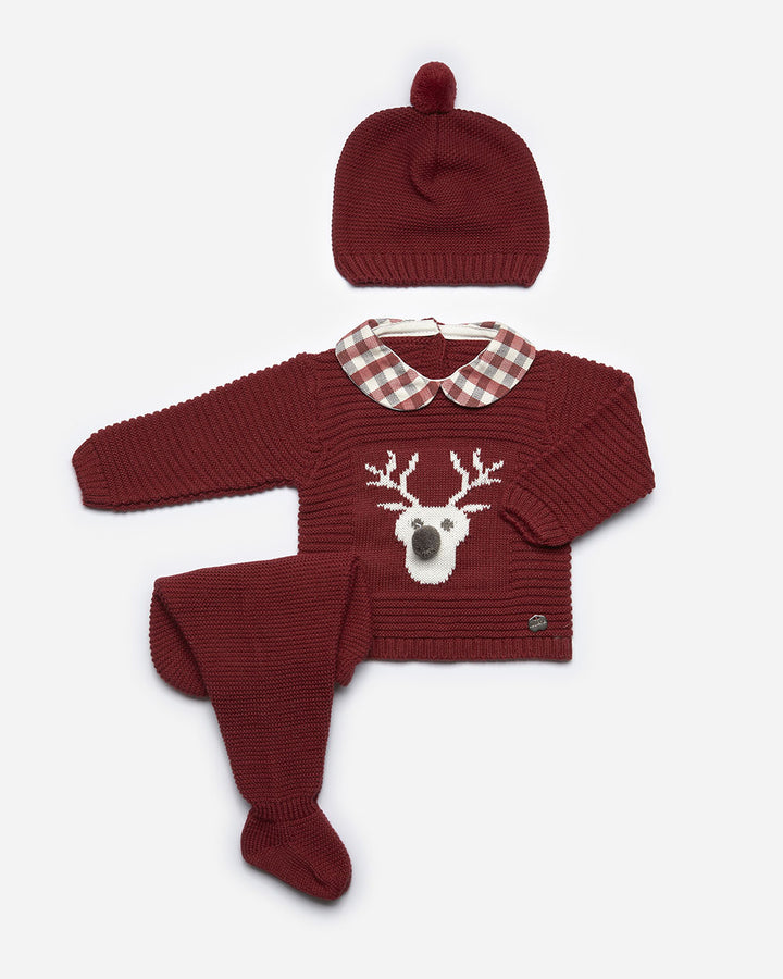 Burgundy Reindeer Knit Set