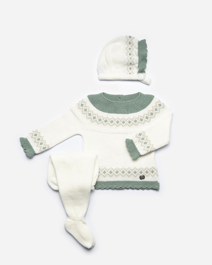 Juliana Knit Ivory and Mint Set