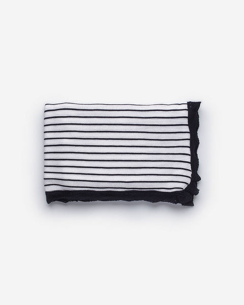White and Navy Stripe Knit BlanKet