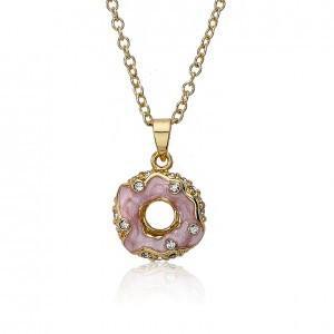Twin Star Sparkle Sweet Pink Donut Necklace
