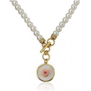 Twin Star Pearl necklace Enamel charm jewelry