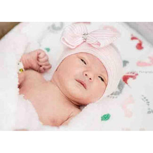 Newborn Cradle Cuties Striped Bow Hat
