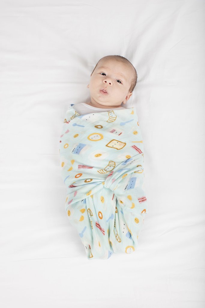 Loulou Lollipop Breakfast Blue Swaddle