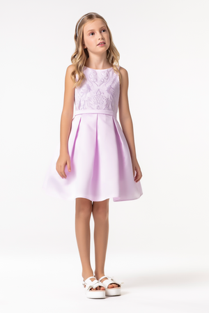Pink Embroided Pleaded Dress