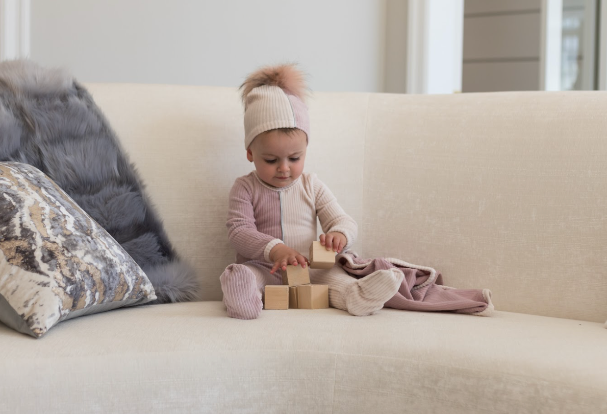 Color Block Footie in Mauve/Pink