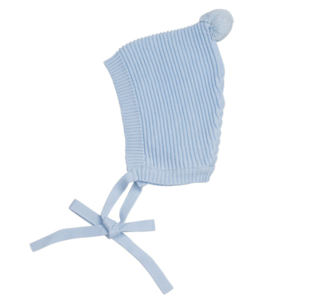 Pompom Ribbed Knit Bonnet