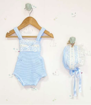 Baby Blue and White Lace Romper