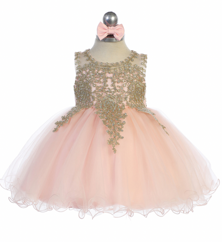 infant pageant dresses Infant Pageant Dress with Gold Lace – Layla's Boutique