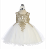 Infant Pageant Dress with Gold Lace