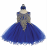 Infant Pageant Dress with Gold Lace