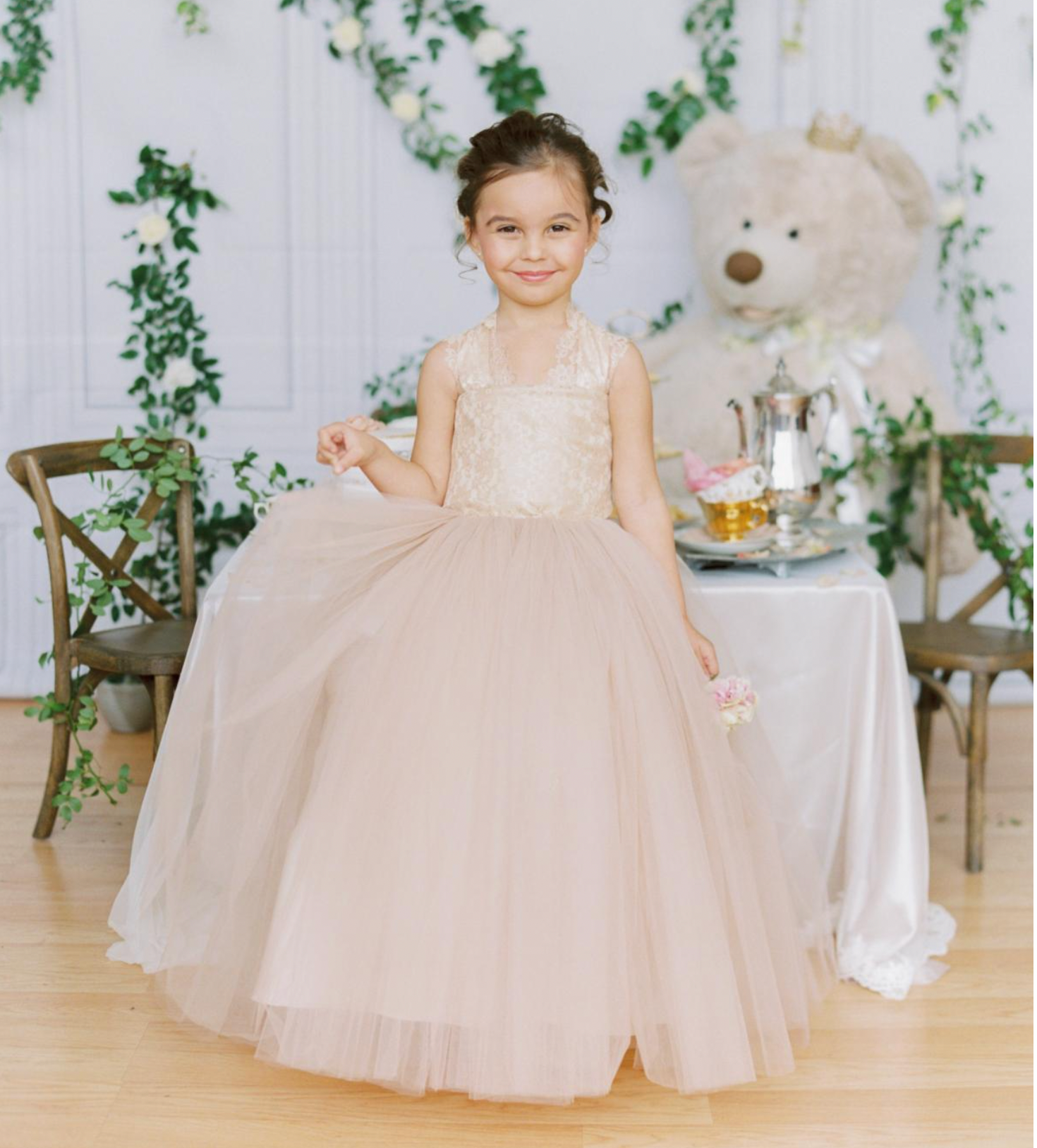 Lace back flower girl cheap dress