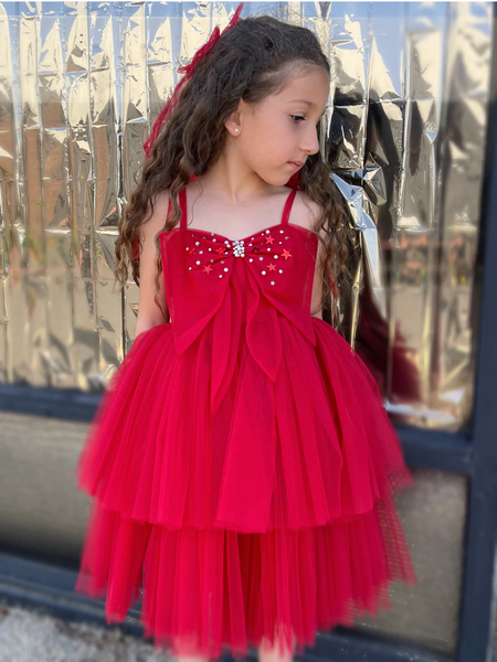 Bardot Butterfly Dress in Red