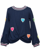 Twist Top Heart Patch Shirt