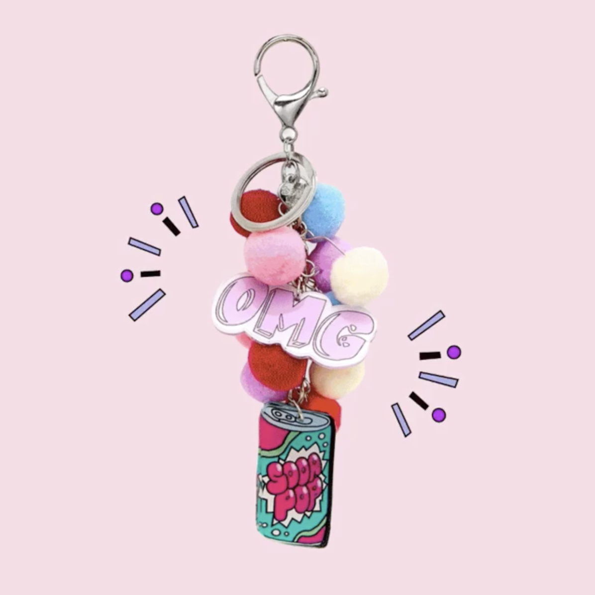 Bari Lynn Pom Pom Gift Keyring Keychains