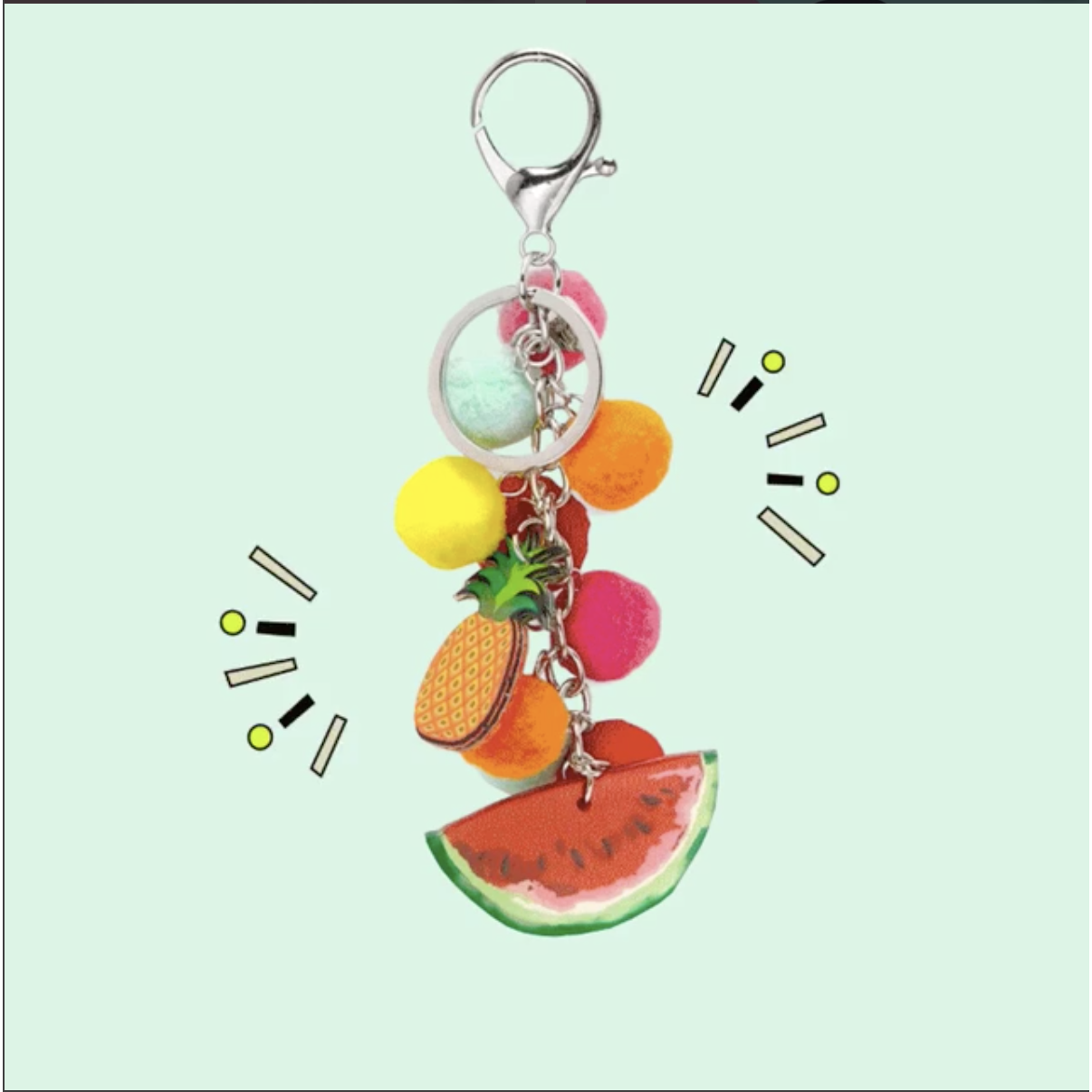 Bari Lynn Pom Pom Gift Keyring Keychains