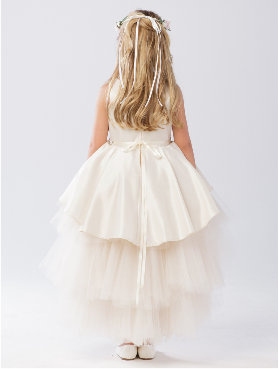 Satin High Low Dress in Pink, Ivory or Champagne