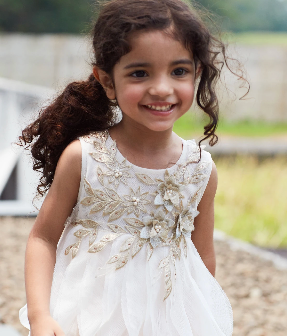 Cascading Champagne Dress