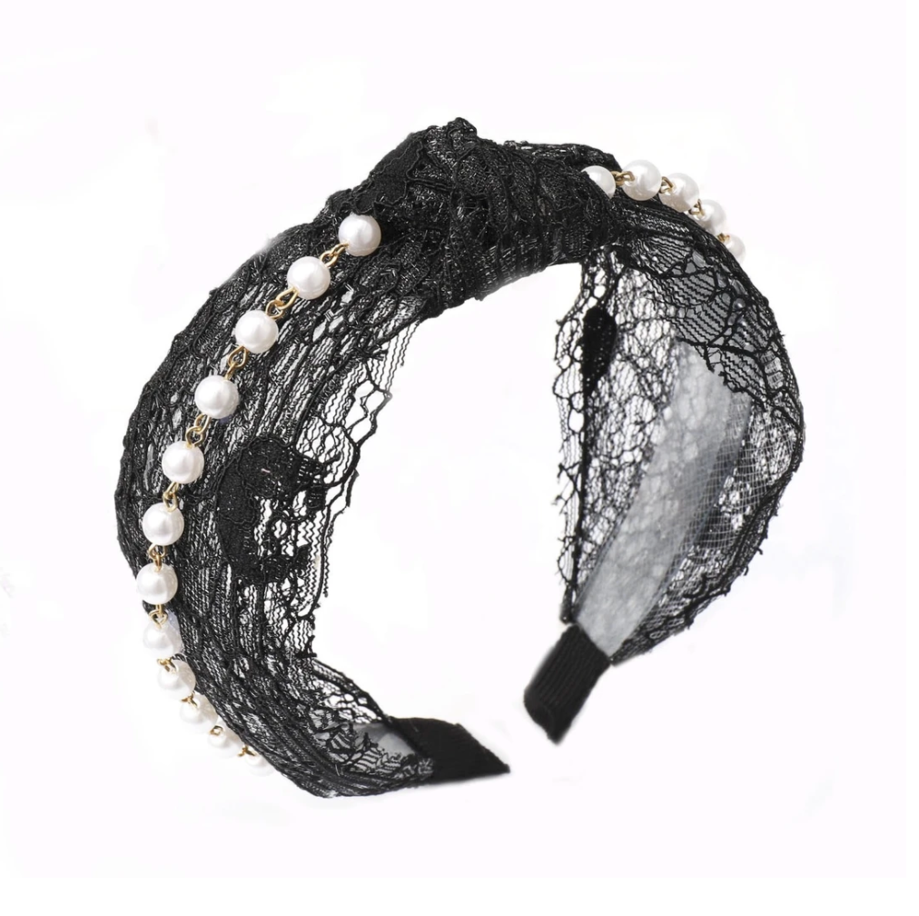 Lace and Pearl Headband