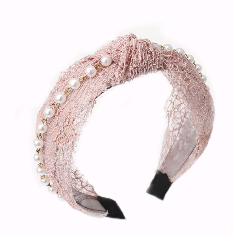 Lace and Pearl Headband