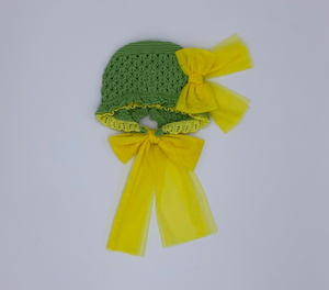 Green and Yellow Knit Bonnet