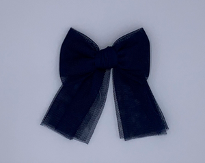 Tulle Bow Clip in White or Navy