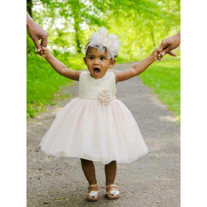 Sweet Kids Brocade and Tulle Flower Girl Dress SKB671