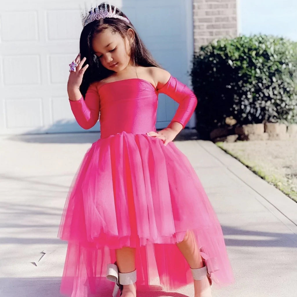 Off the Shoulder Hot Pink Tutu Dress