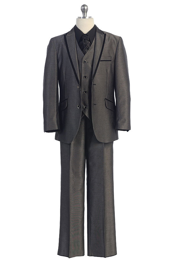 Boys Grey Suit with Black Trim